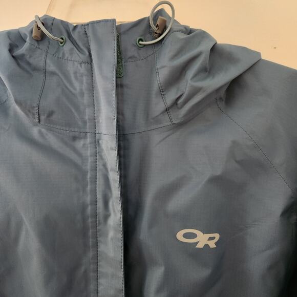 FLAW Outdoor Research Apollo Jacket XL Womens Rain Hooded Full Zip Blue Green - Picture 2 of 16